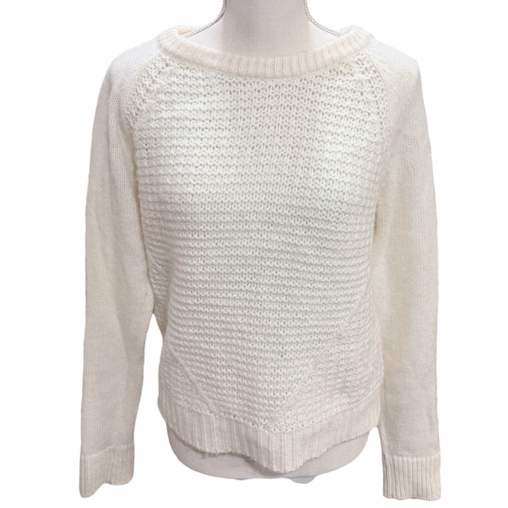 SILVIA NOVELLI Ivory Fisherman Sweater Alpaca Wool Size Medium